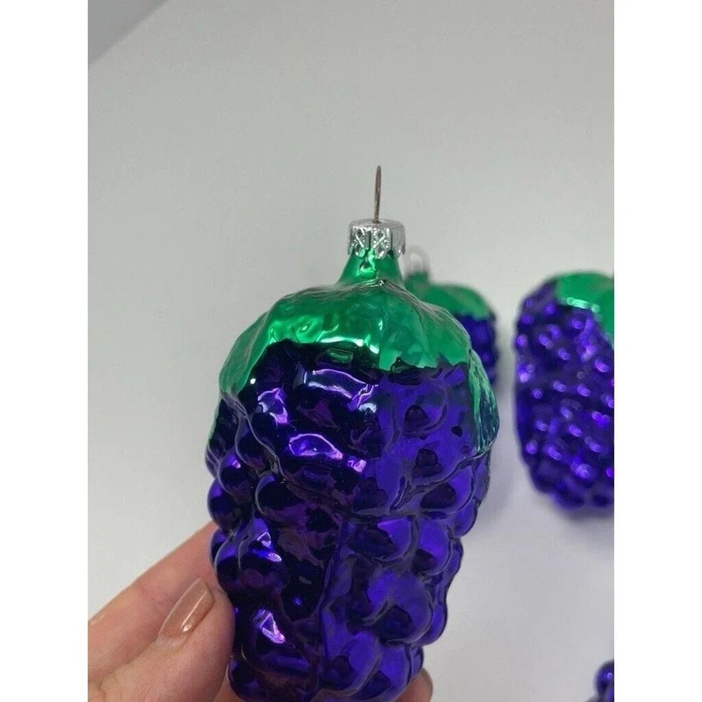 Vintage German Purple Grapes Christmas Ornaments Lot of‎ 6 Wine Tree Decor Glass